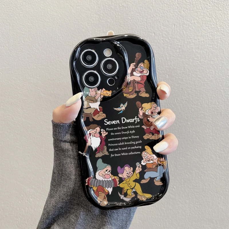 七个小矮人曲边纹苹果15全包手机壳（华为oppo小米vivo）mate60硅胶