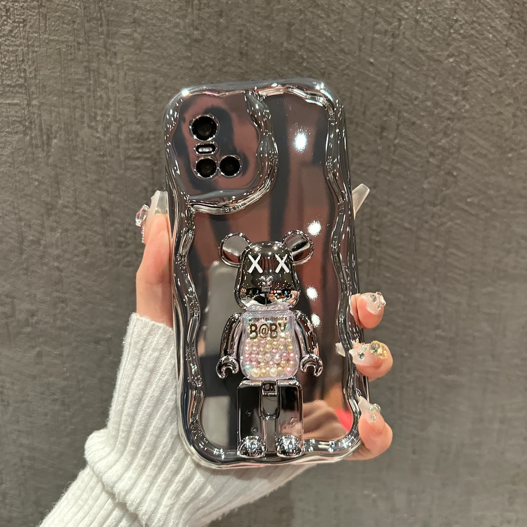 VIVOS10/S10 PRO暴力熊电镀曲边纹全包防摔手机壳ins风