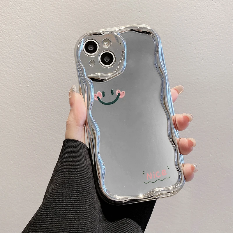 nice笑脸电镀曲边纹苹果15全包手机壳 华为oppo小米 mate60