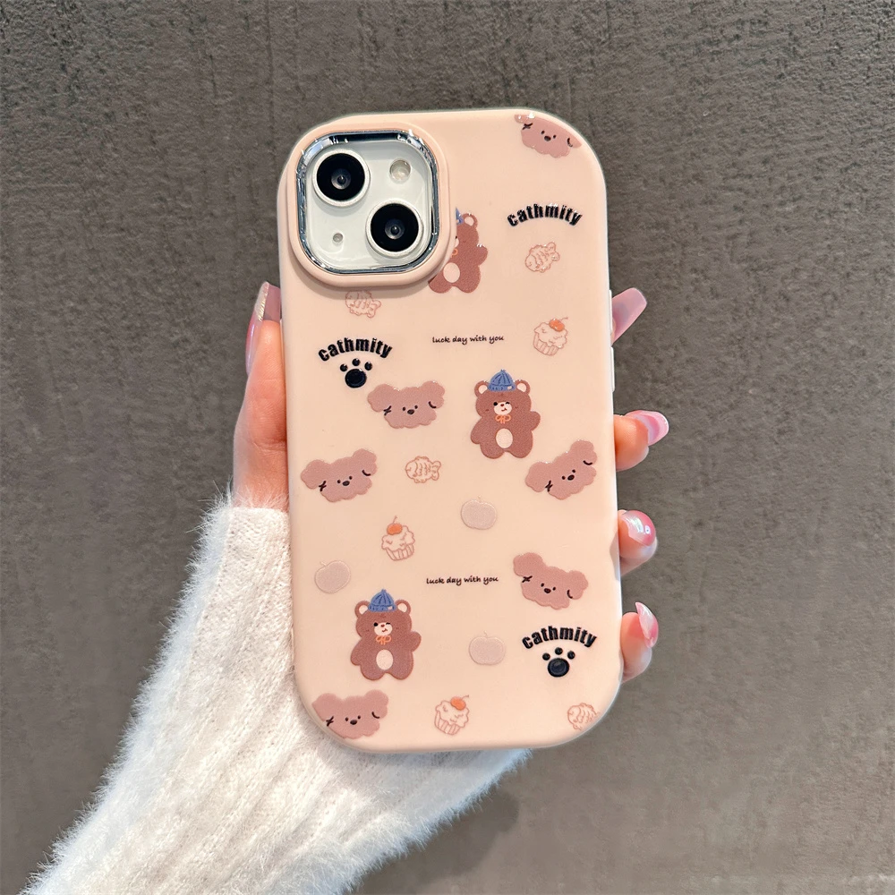 满屏小熊小胖墩苹果15手机壳iPhone14pro包边保护套13/12女款