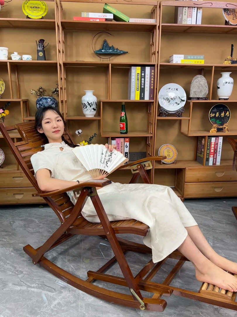 家用北欧客厅阳台躺椅可折叠竹椅靠背椅休闲椅办公室午睡椅松弛感