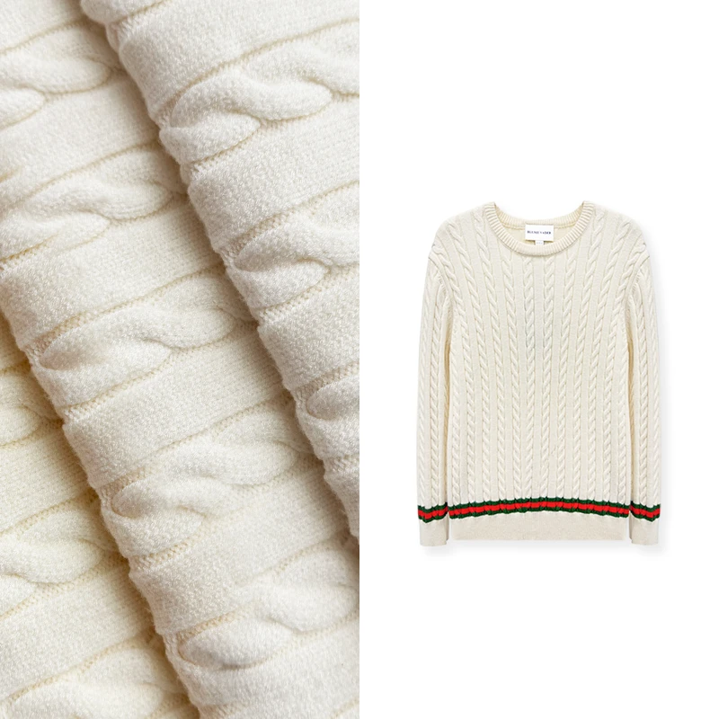 【重工绞花】2024时装走秀款秋冬红绿抽绳套头针织毛衣V1006【HN】