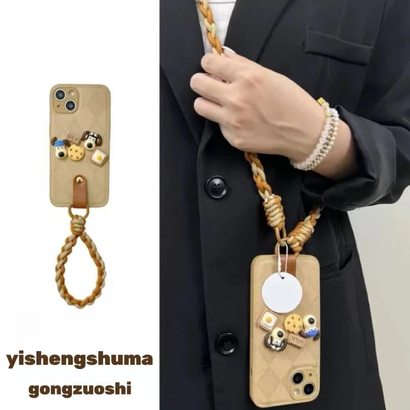 卡通立体狗狗适用iphone16/15/14斜挎手机壳华为荣耀OPPOvivo小米