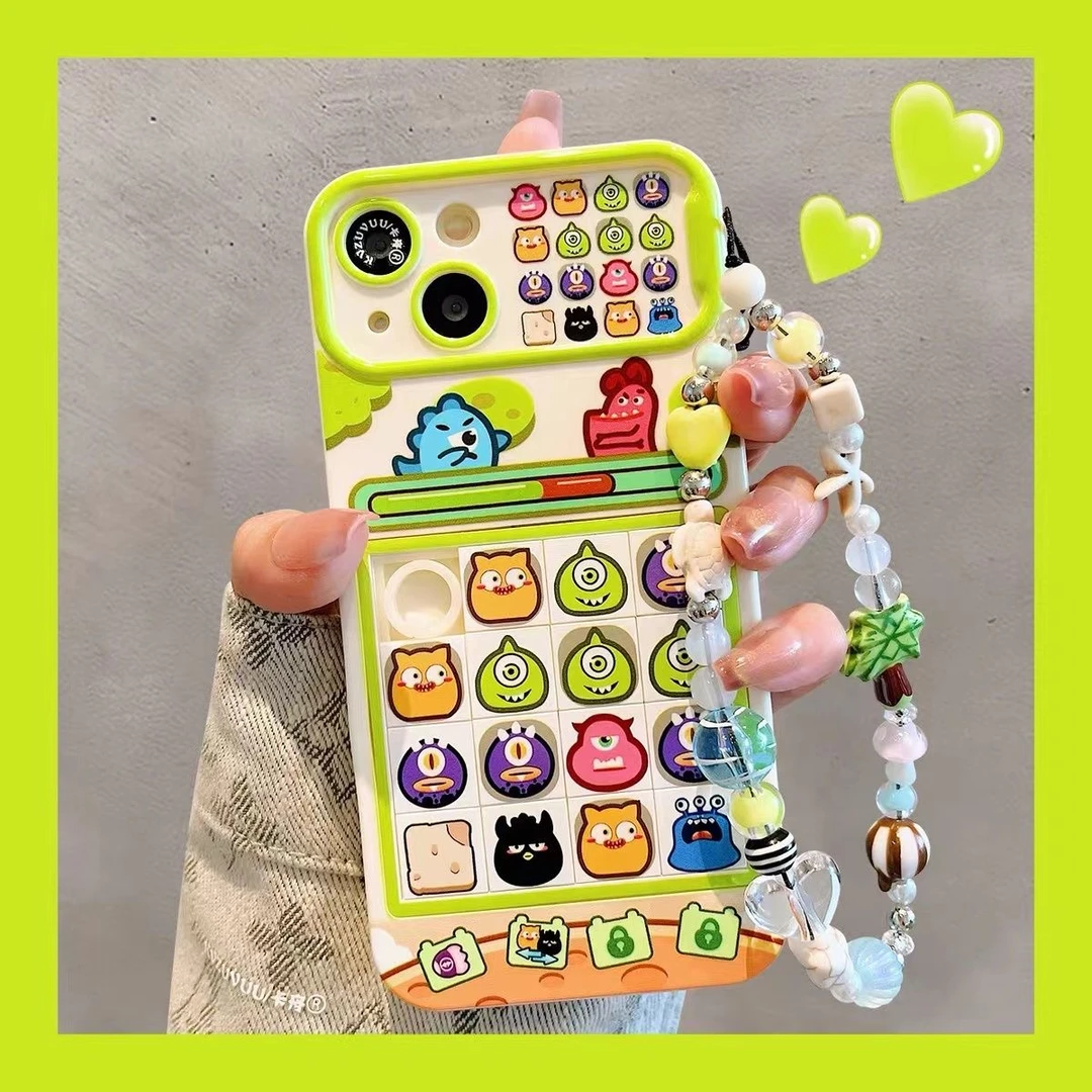 苹果14手机壳iPhone15promax毛怪拼图手链13P小众12网红情侣15Pro