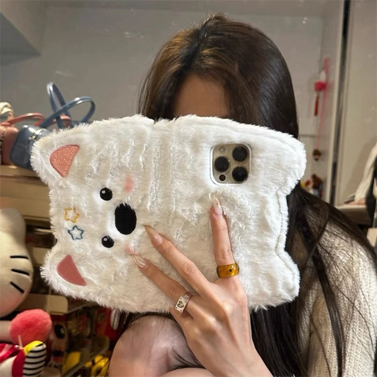 ins毛绒翻盖西高地狗狗适用iPhone16promax手机壳15新款14少女13