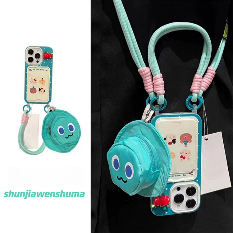 ins可爱趣味动物卡包苹果15promax手机壳iPhone14手提13小众12女