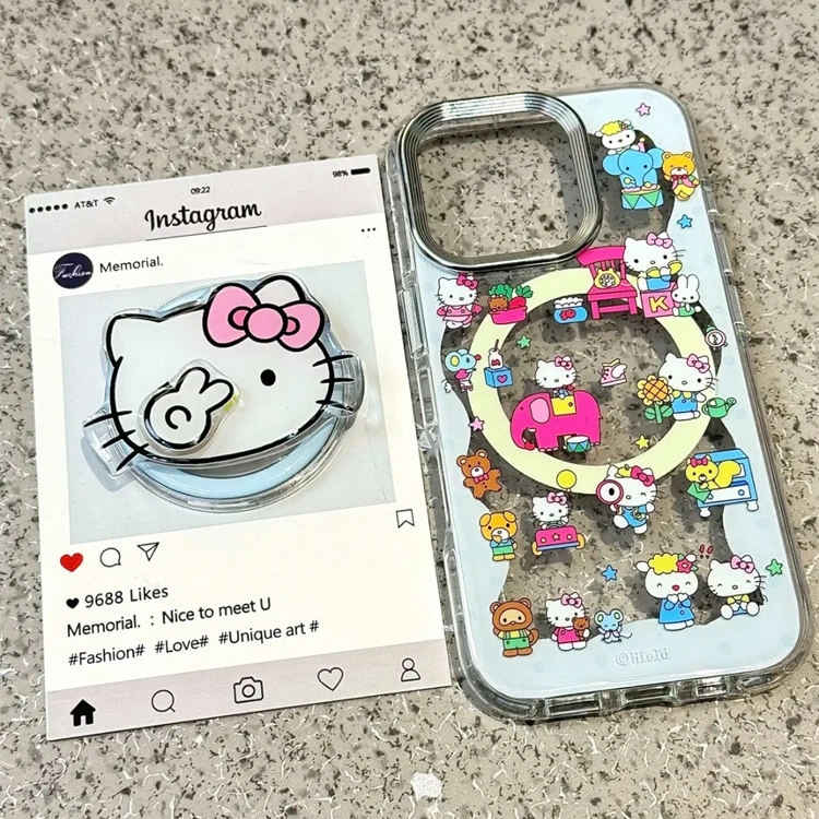 ins卡通Kitty日常适用苹果16promax手机壳15新款14pro磁吸13支架