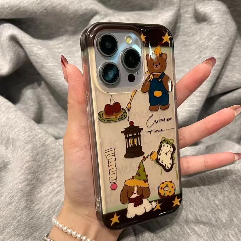 可爱居家小熊适用苹果手机壳iphone16pro童趣15pro新款14pro小众
