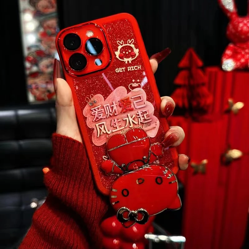 金属镜框iphone15手机壳14promax爱财爱己13镜子支架12苹果11创意