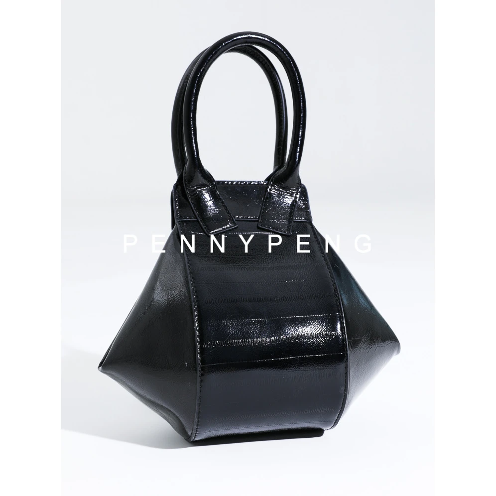 PENNYPENG名流宴会【现货】百搭休闲小众黑色牛皮手提斜挎秋千包