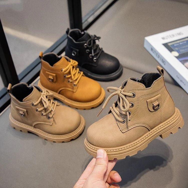 儿童马丁靴秋季2024新款女童复古大黄靴英伦风防滑软底男童短靴潮