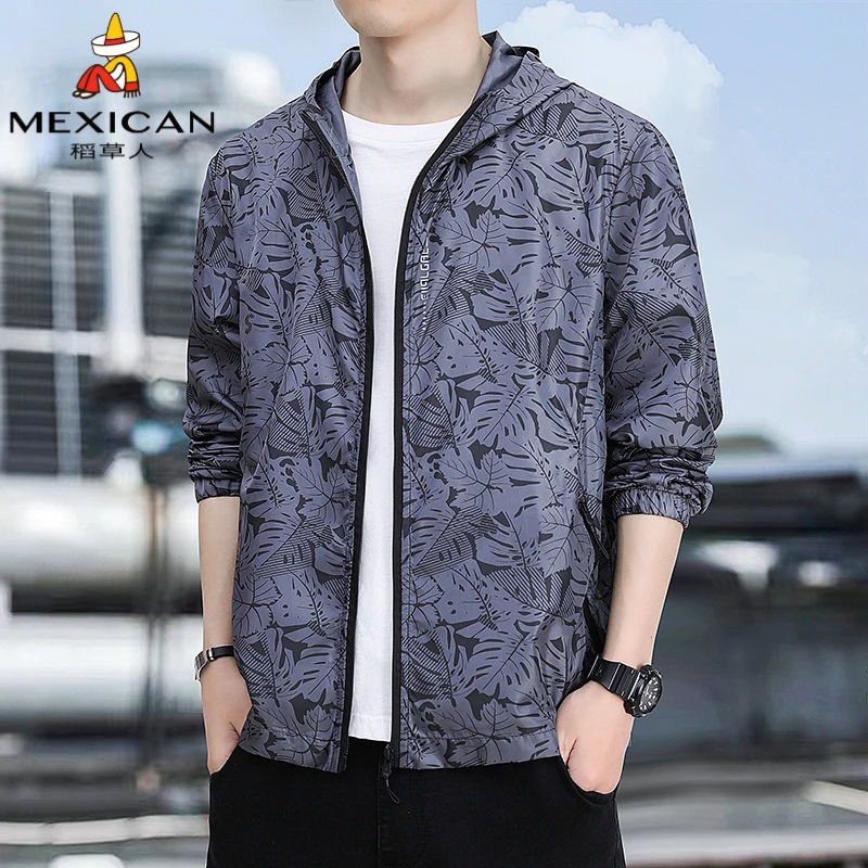 稻草人潮牌夏季男士轻薄户外防晒衣运动休闲透气时尚百搭连帽夹克