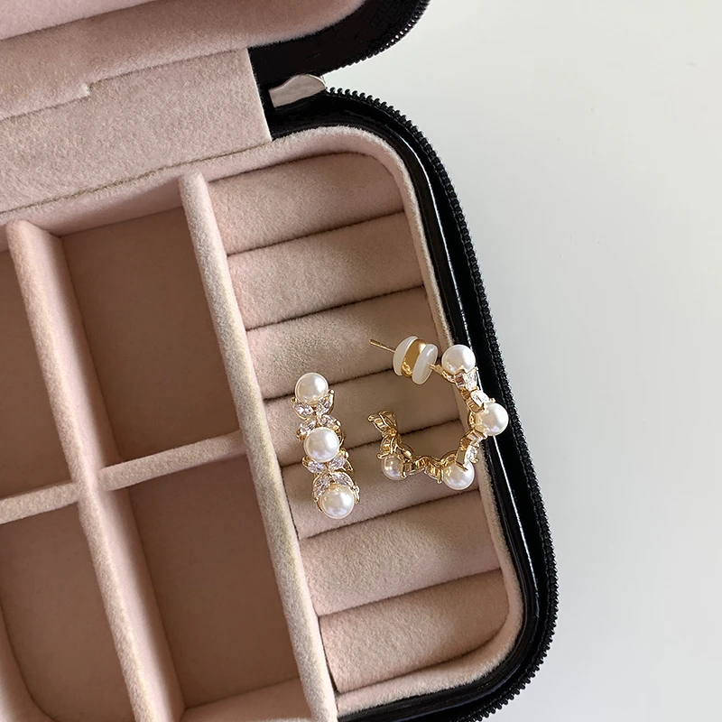 铜合金耳饰 法式珠珠耳钉轻奢小众高级感百搭耳环耳饰0119839