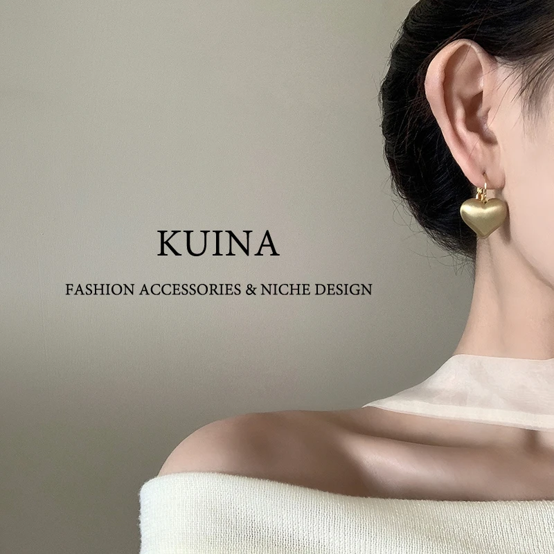 铜合金耳饰 法式金色爱心耳扣精致高级感简约百搭耳环耳饰33531