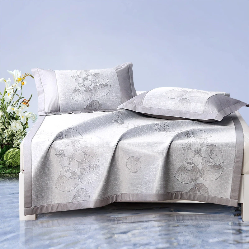 富安娜优选可水洗凉席顺滑不易夹肤夏季凉席可折叠收纳花枝叶