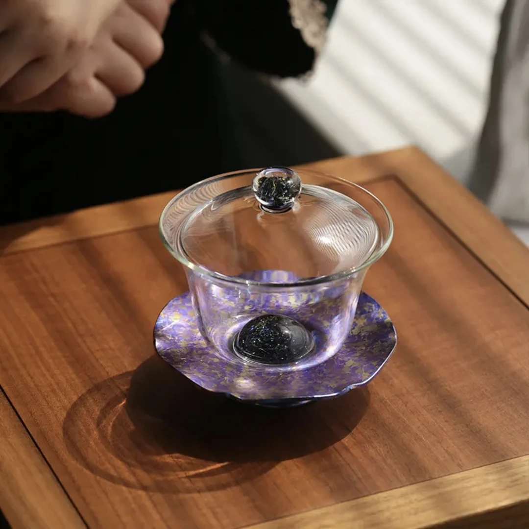 禾器斑斓曜辰盖碗钛底托玻璃功夫茶具茶器建议容量160ml