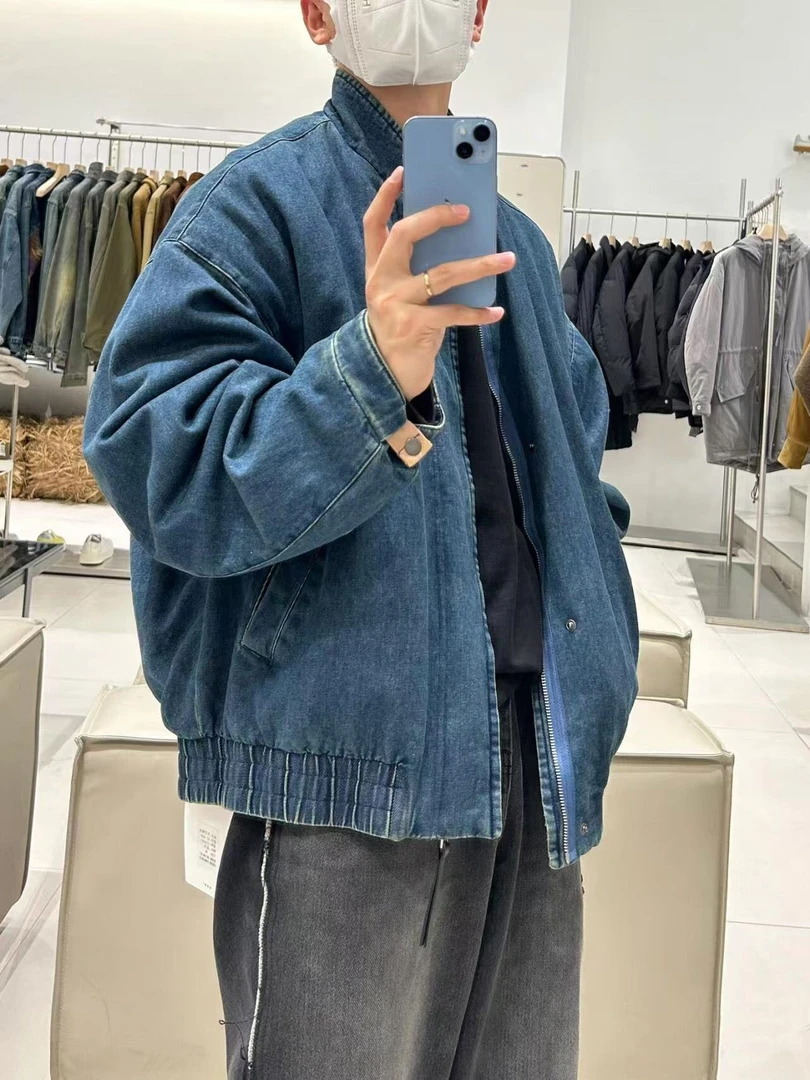 【外套439】翻领工装宽松牛仔百搭夹棉外套夹克439*CT