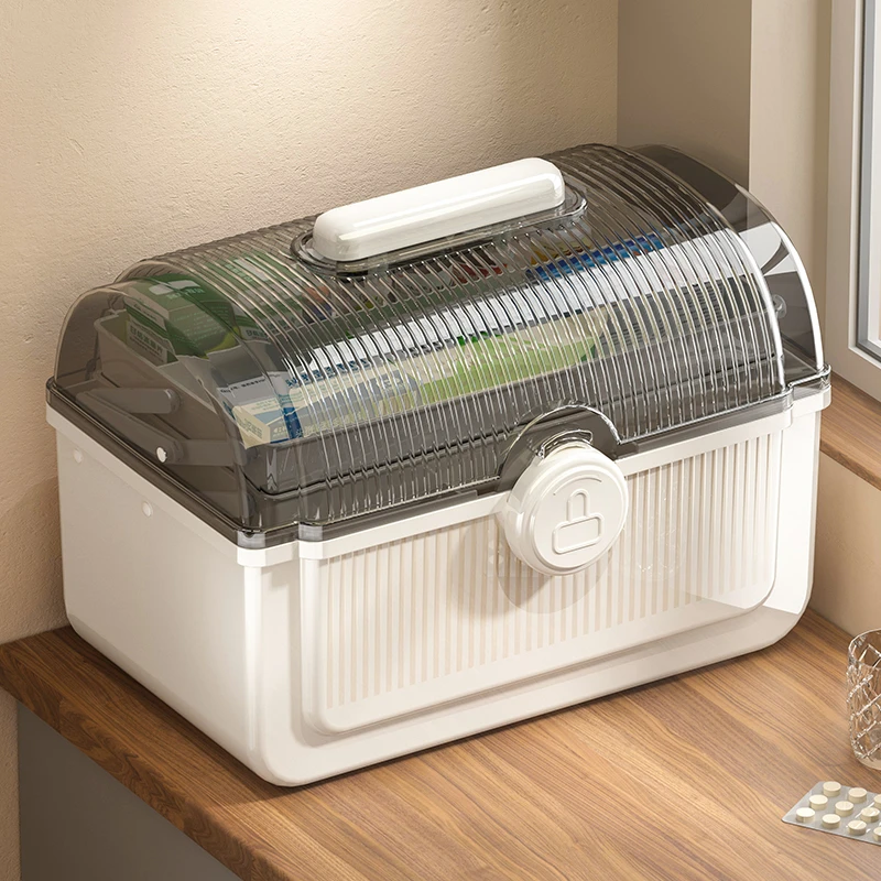 家庭装家用药盒大容量多层医疗箱应急盒医疗提手药箱收纳盒特大号