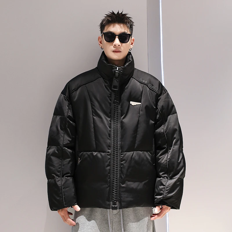 有术90白鸭绒大拉链刺绣羽绒服男冬季高级感潮牌工装休闲宽松外套