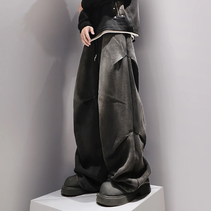 有术立体剪裁拖地垂感裤子男春秋款潮牌痞帅设计感阔腿宽松休闲裤