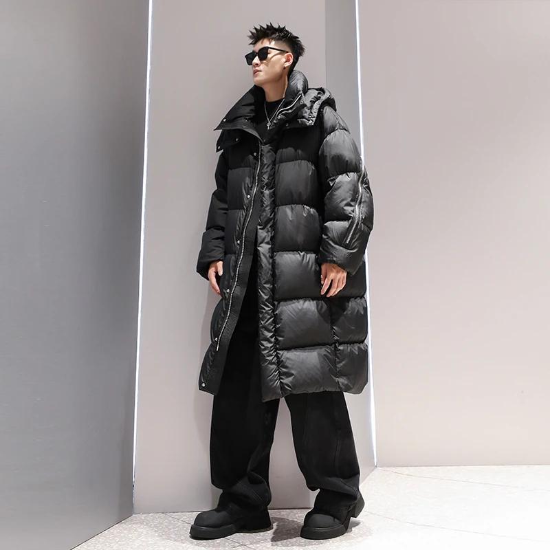 有术90白鸭绒长款连帽羽绒服男冬季加厚2024新款潮流休闲宽松外套