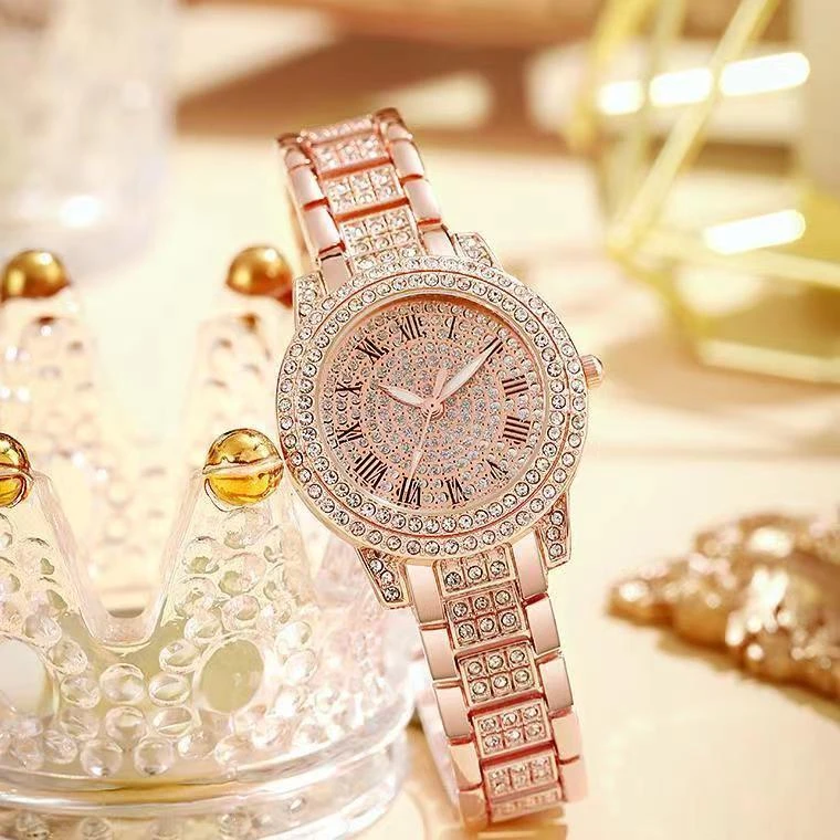 气质时尚腕表满天星玫瑰金聚宝盆女士BDH