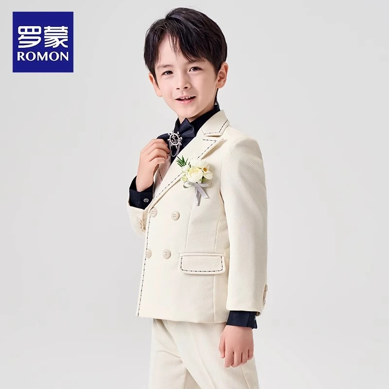 Romon/罗蒙儿童西装套装男童婚礼花童礼服中大童小主持人西服钢琴