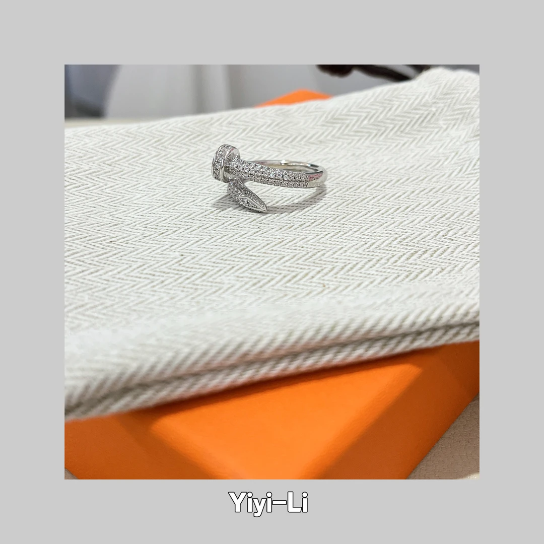 铜合金合成锆石戒指 时尚气质百搭简约经典手工女士钉子戒指