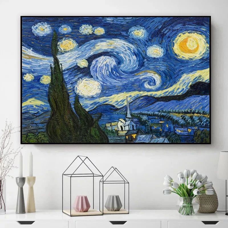 珂云带框梵高星夜满钻钻石画2024新款手工diy客厅钻石贴画十字绣