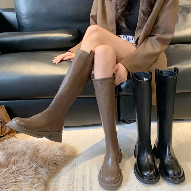 【小妍专属】小个子长靴长筒靴厚底时尚骑士百搭不过膝长筒靴839
