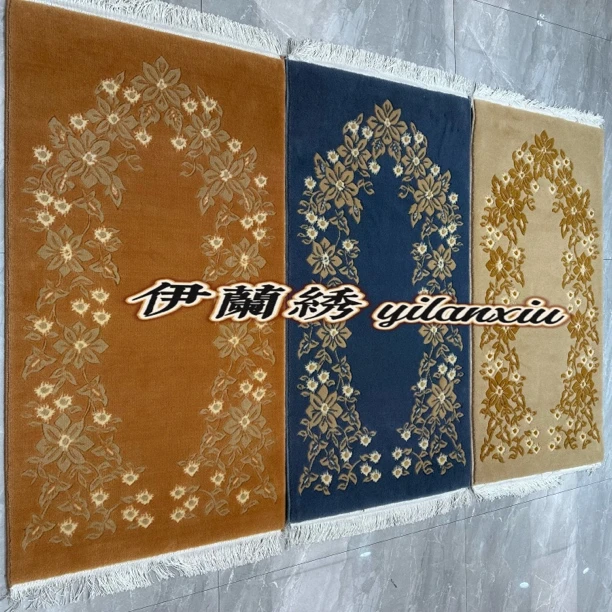 回新款花卉拱门花型纯羊毛毯70×120厘米加长加厚毯子