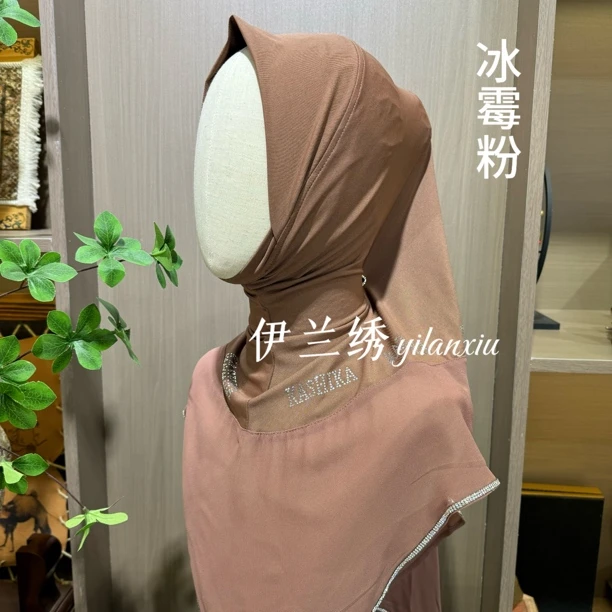 2024新款高档拼接简约烫软帽檐休闲套头纱巾