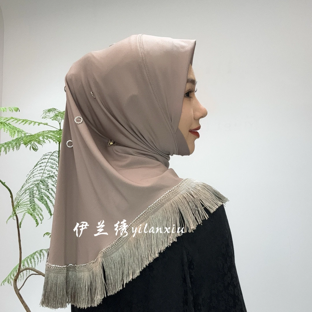 回族小姐姐高端定制手工工艺流苏款大版头巾