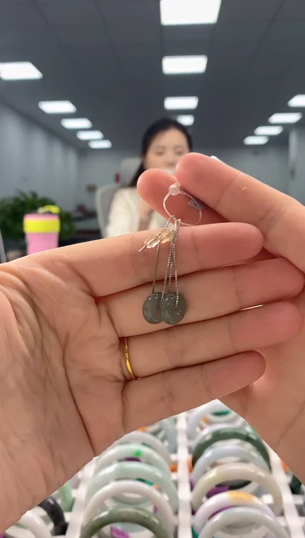 【闪购商品】翡翠耳饰银S925镶嵌26775/多样性发货