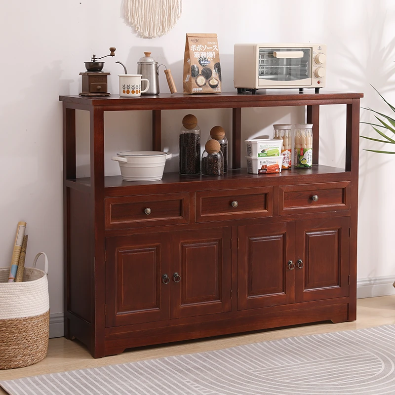 斗柜实木餐边柜收纳储物柜复古新中式茶水柜置物架厨房客厅玄关柜