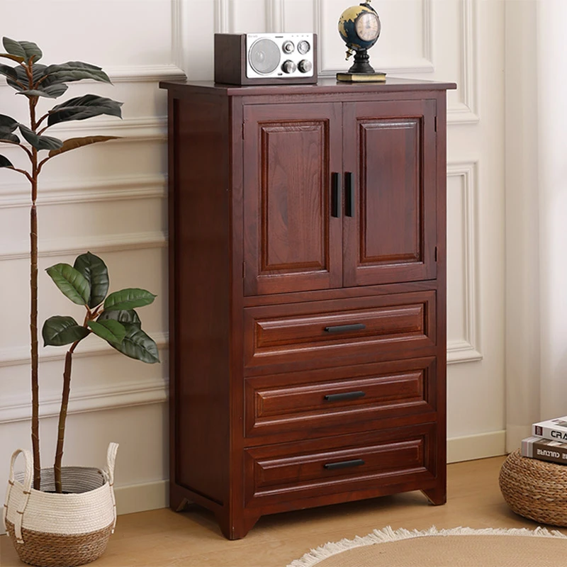 斗柜餐边柜实木美式中古客厅卧室收纳储物柜床尾柜碗柜复古五斗柜