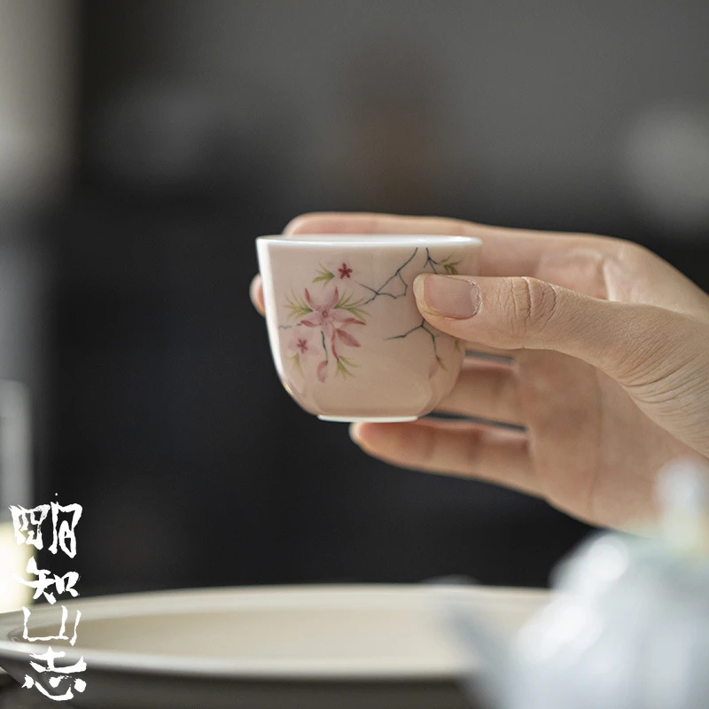 明知山志-苍烟红-凌霄-思柔茶杯复古创意中式主人杯茶道青瓷