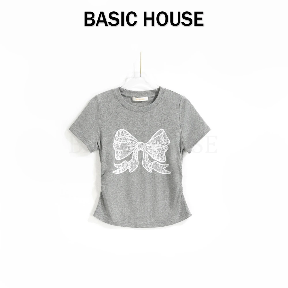 Basic House/百家好时尚蝴蝶结印花T恤B0604B5B152