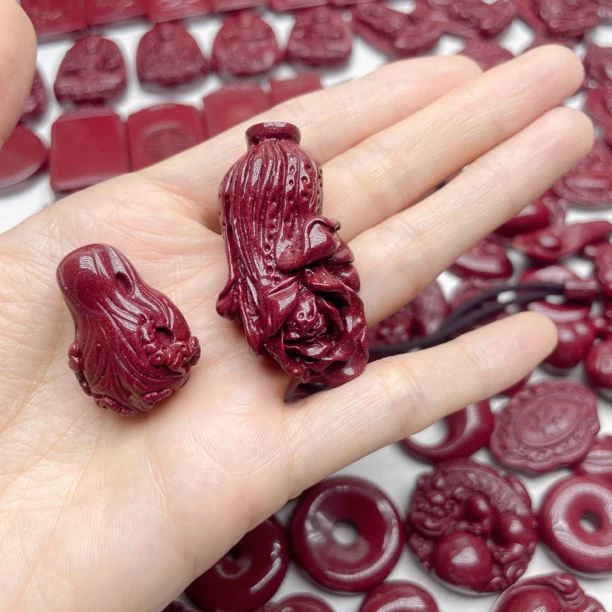 含辰砂工艺品高含量朱砂【白菜吊坠项链挂件】