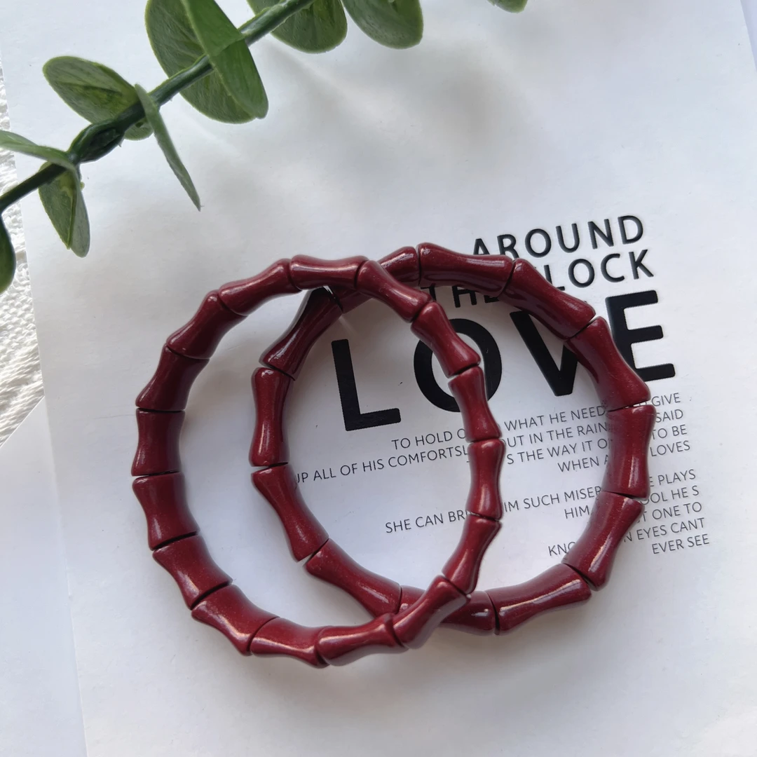 含辰砂工艺品高含量朱砂【竹节款宽手链 】节节高升