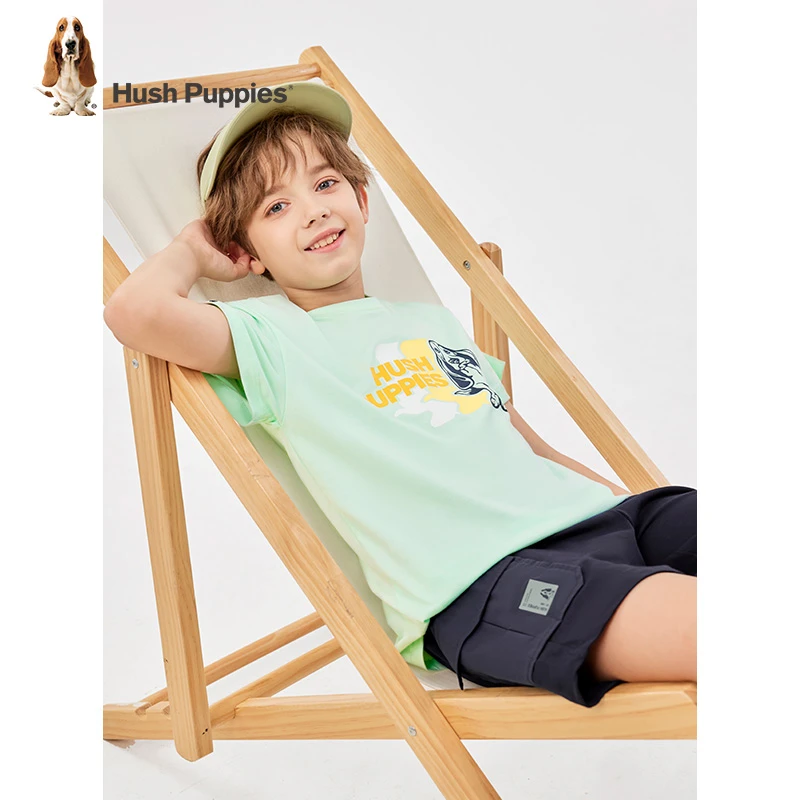 暇步士学院风男童夏季短袖t恤新款儿童卡通印花清爽休闲舒适T恤