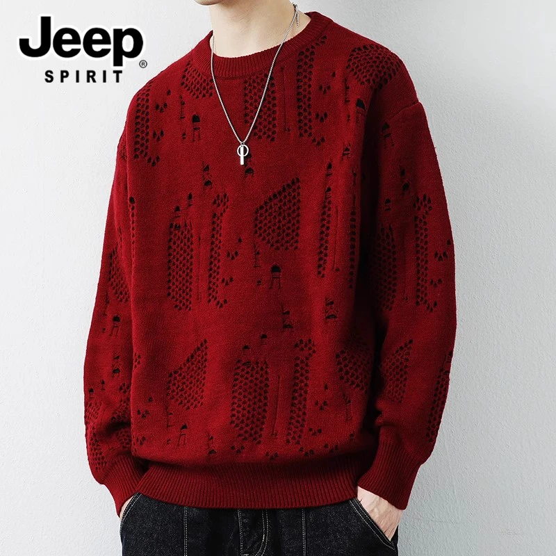JEEPSPIRIT吉普男士冬季毛衣个性针织衫线衣加厚保暖打底线衫上衣