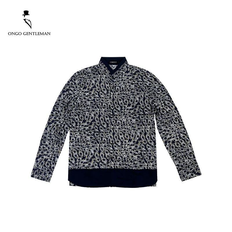 ONGO GENTLEMAN/行动先生男士花衬衫休闲长袖男款外套时尚衬衣