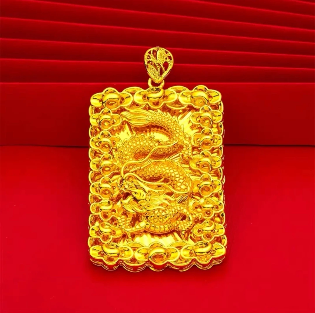 合金吊坠 龙牌吊坠 男士男款时尚复古潮流大气个性素款精美金色