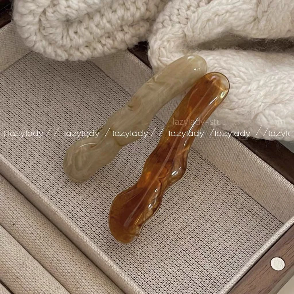 2只套装~韩国不规则亚克力波浪发夹新款复古侧边夹