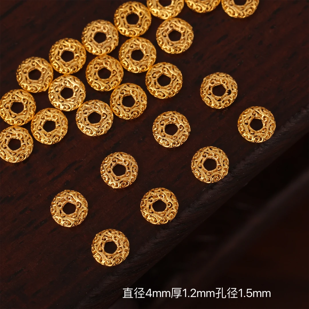 【来福工厂】18K金4mm花丝祥云隔片垫片DIY手串项链配件配饰