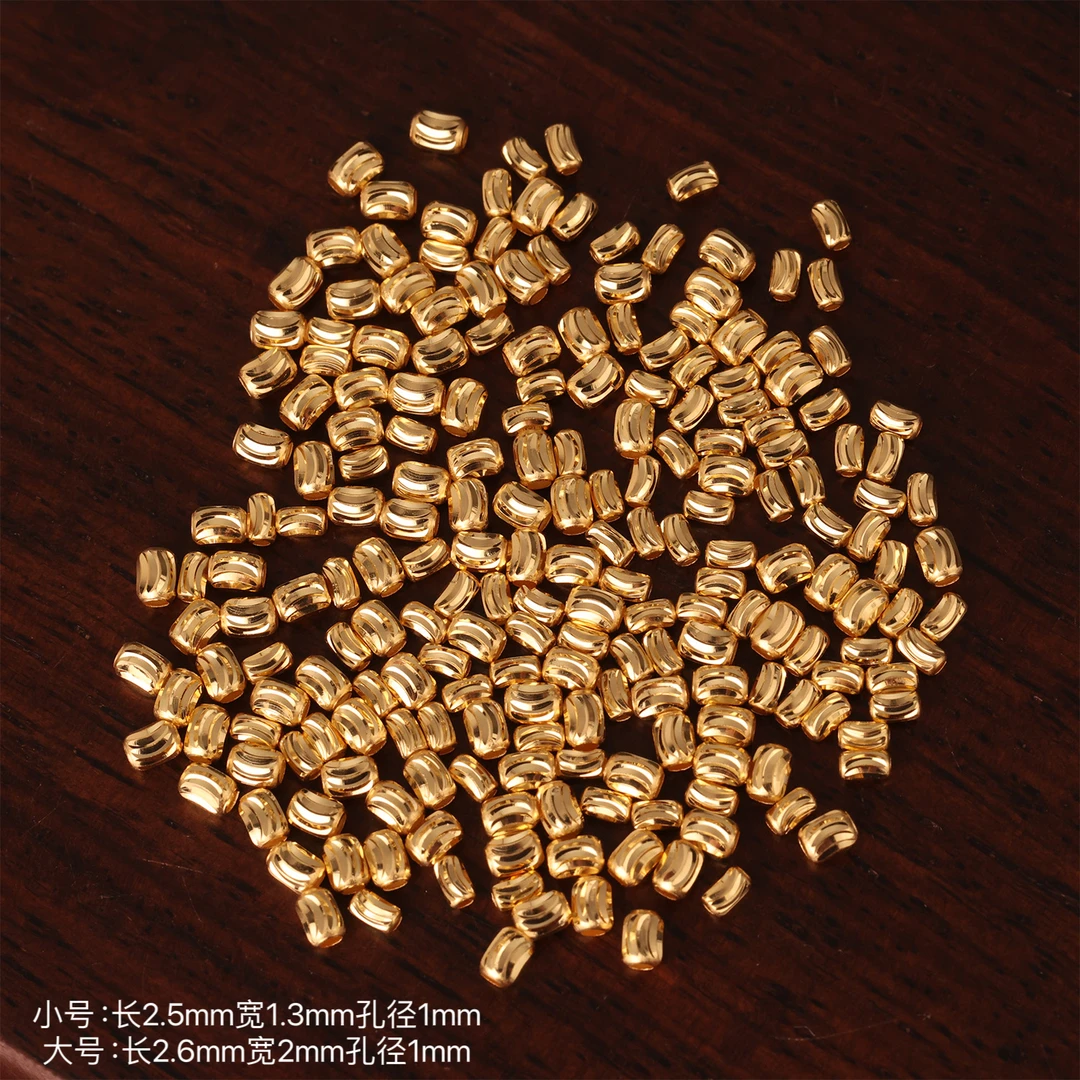 【来福团价】6个|||18k金超爆闪月牙猫眼橄榄珠金珠金豆腰珠