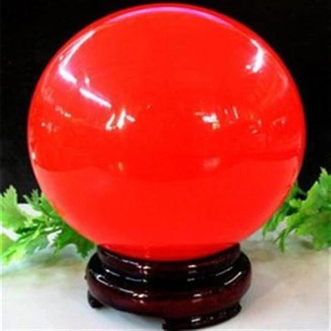 天然冰洲石萤石夜光球夜明珠原石 红色发光球 风水球摆件摆设摆设