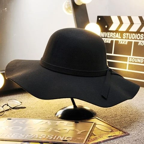 帽子女秋冬礼帽女冬天毛呢帽子女韩版休闲白搭大檐爵士帽小礼帽女