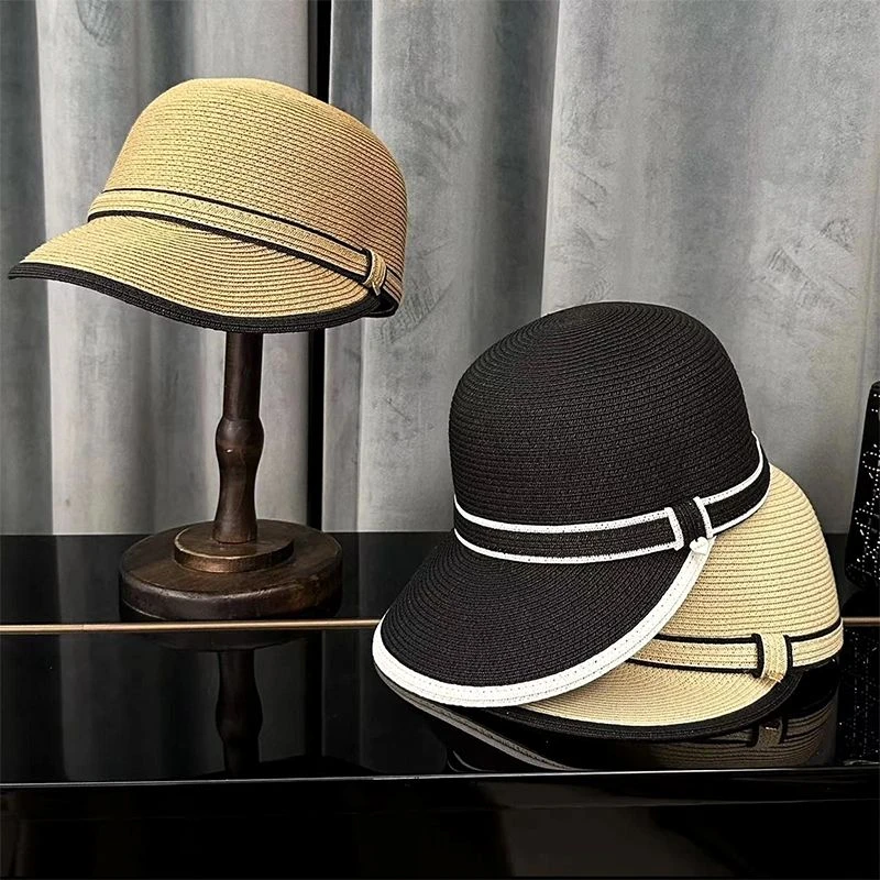 草编遮阳鸭舌帽夏季百搭透气草帽海边度假太阳帽沙滩户外帽子女潮